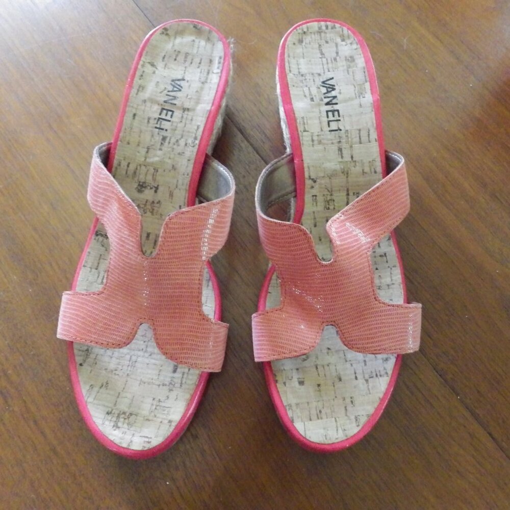 Vaneli Kallita Orange Cork Wedge Sandal 10M